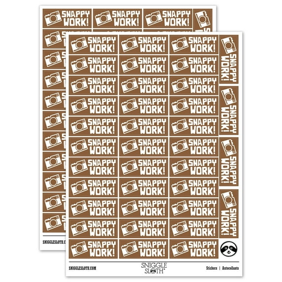 Snappy Work Camera Teacher Student School Sticker Set - Brown - Gloss Finish - 1.5" Small