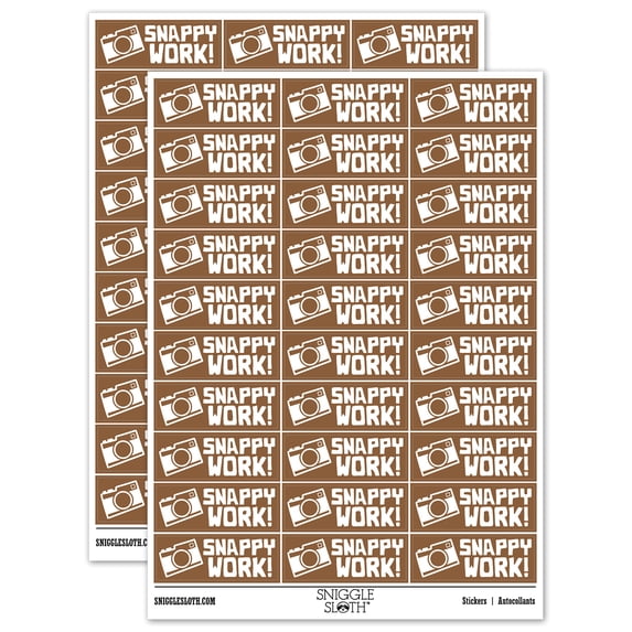 Snappy Work Camera Teacher Student School Sticker Set - Brown - Gloss Finish - 1.75" Medium