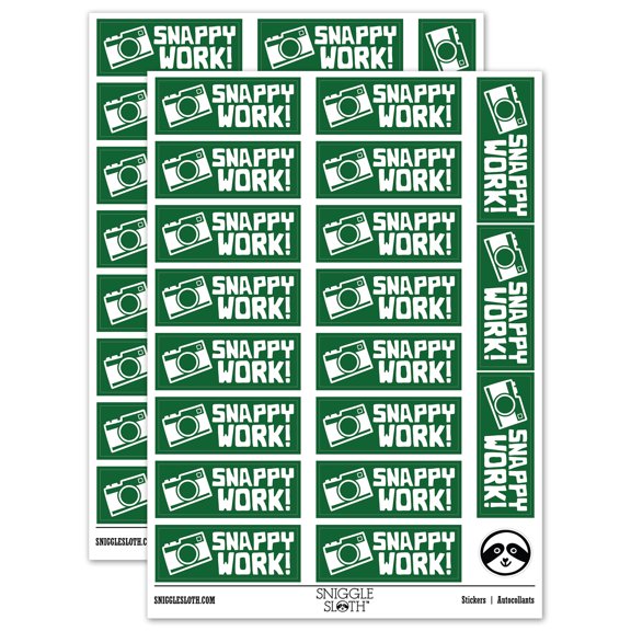 Snappy Work Camera Teacher Student School Sticker Set - Dark Green - Gloss Finish - 2.00" Large