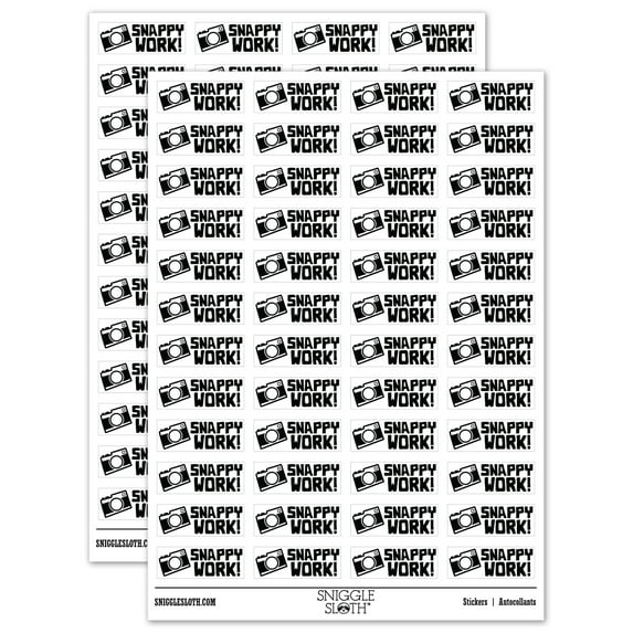 Snappy Work Camera Teacher Student School Sticker Set - White - Gloss Finish - 1.25" Mini
