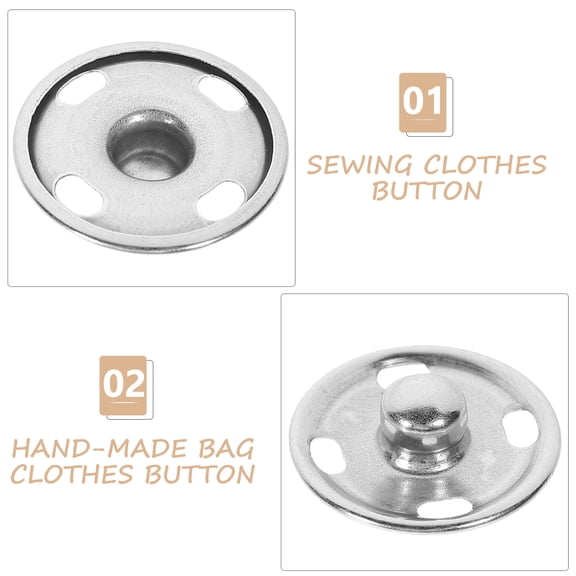 Clispeed Sew Snap Button Metal Snaps Fasteners Silver 50 Sets 15mm