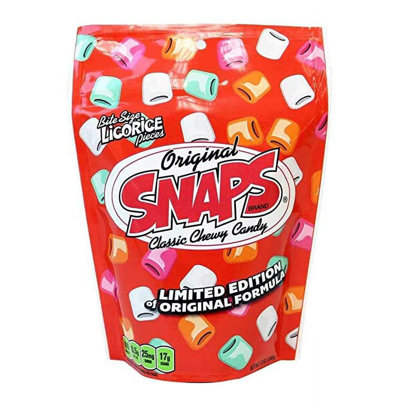 Snaps Original Classic Chewy Black Licorice Bites Candy 12oz Bag