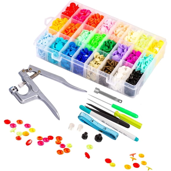 Snaps and Snap Pliers Set, 360 Sets T5 Plastic Buttons for Sewing and Crafting
