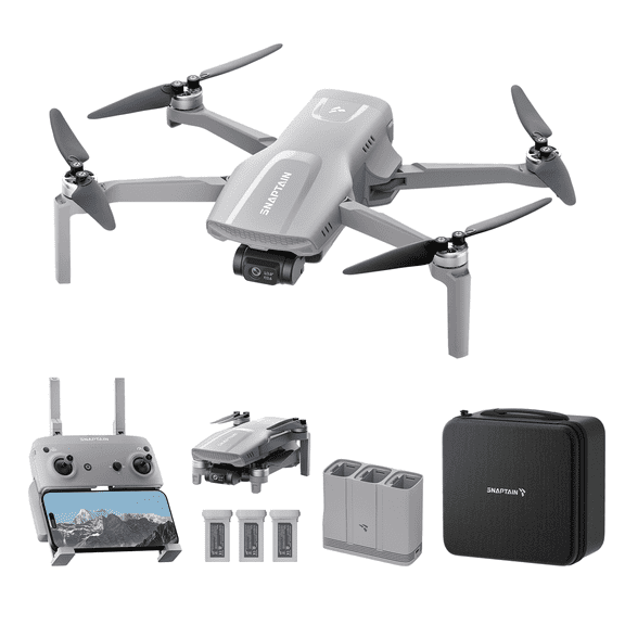 Snaptain P40 Lite Bundle GPS Drone with Camera for Adults 4K Video, 8K Photo, 20000ft Transmission, Smart Shooting Modes, Intelligent Side-Flying Follow Mode, 3 extra battery with docking station