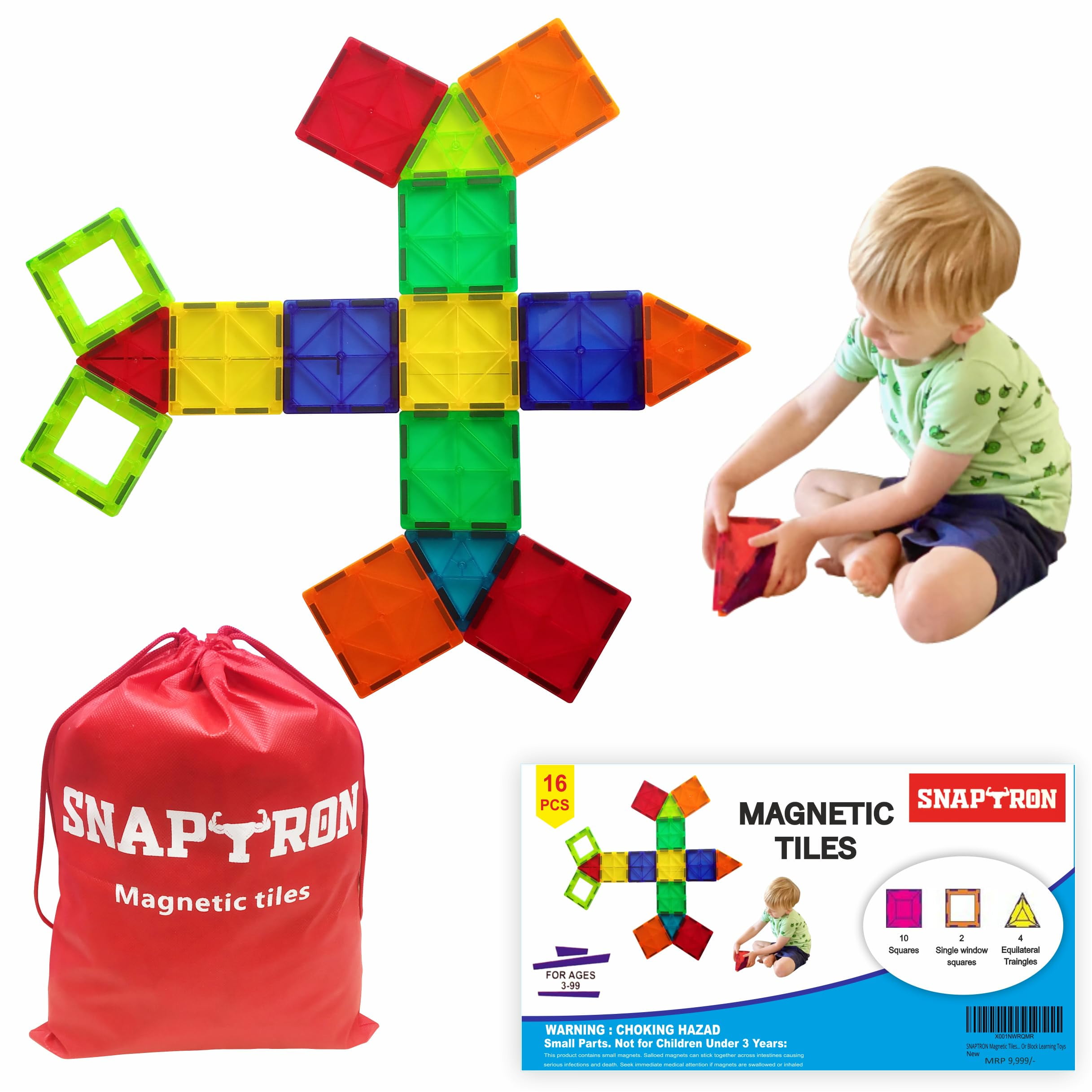 Snaptron Tiles Blocks For Kids 16Pcs Blocks For Kids Girls Boys