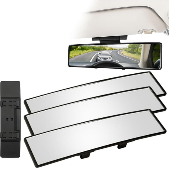 Snapview Panoramic Clip-On Rearview Mirror, Universal Wide Angle Rear View Mirror, Anti-Glare Interior Convex Mirrors to Reduce Blind Spot for Car(3PCS)