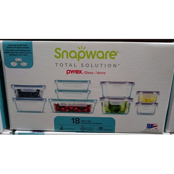 Snapware 18-Piece Pyrex Glass Food Storage Set (Purple & Blue)
