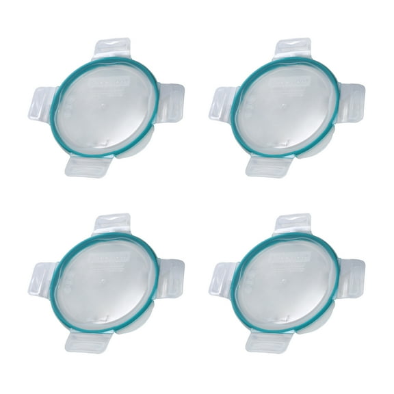 Snapware 4-Cup Clear Total Solutions BPA-Free Plastic Food Storage Lid with Teal Gasket (4-Pack) - Made in USA