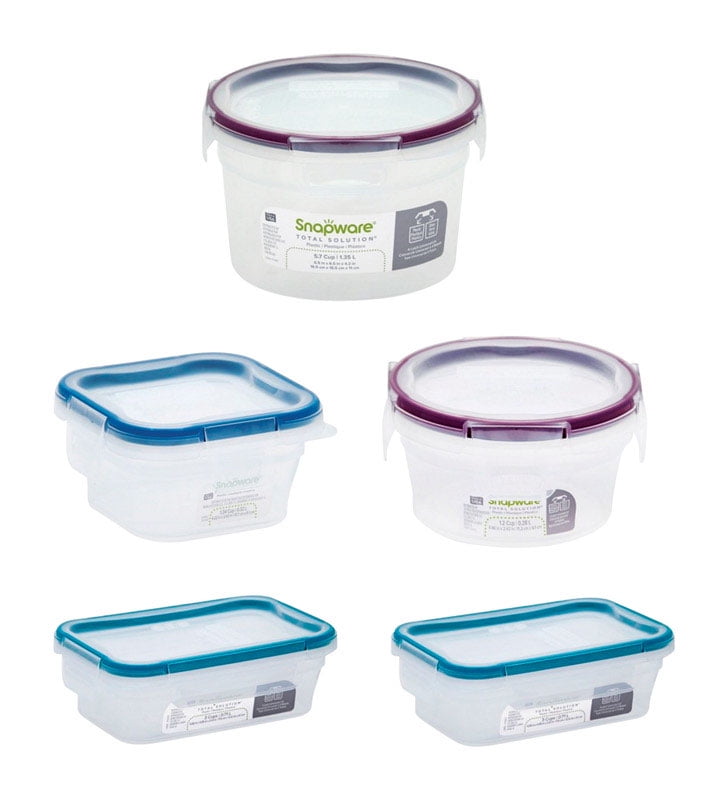 Snapware Total Solution Clear Plastic Food Storage Container Set, 10 Piece