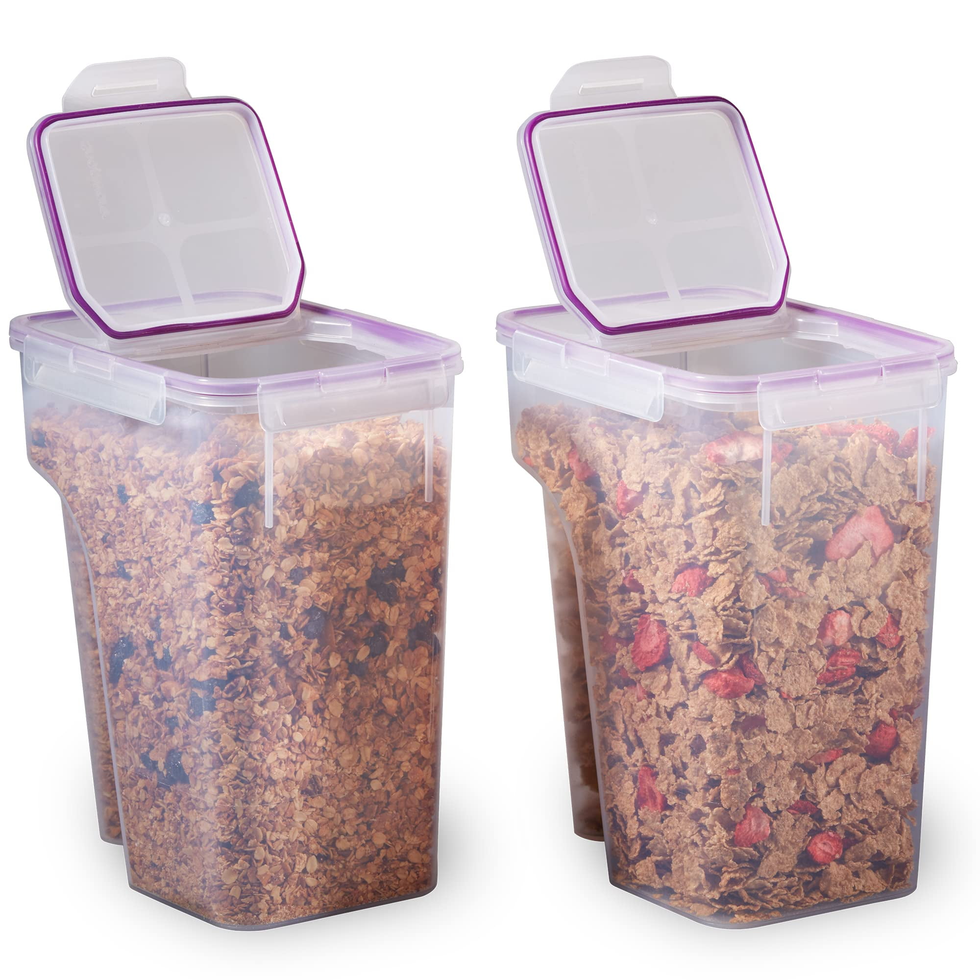 Clear Plastic Airtight Rectangular Storage Containers with Flip-Top Lid, Set of 2
