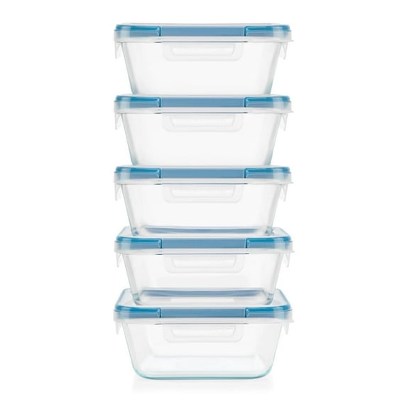 Snapware Piece Total Solution 10-Pc Glass Food Storage Containers Set with Plastic Lids, 4-cup