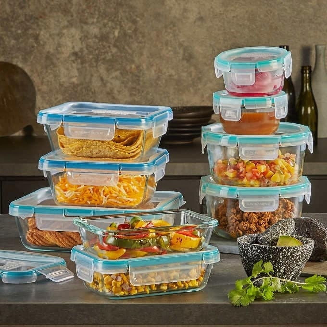  Snapware Pure Pyrex 18-Piece Glass Food Storage Set, 2.6,  Clear: Home & Kitchen