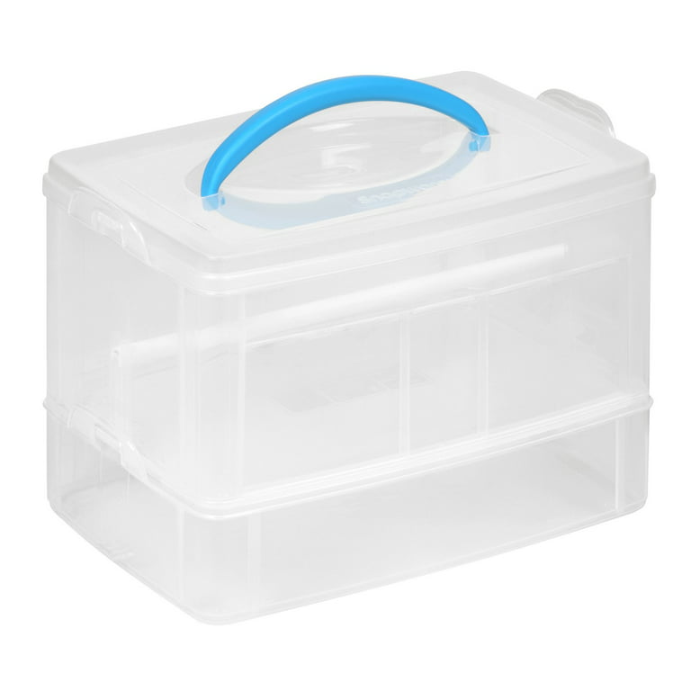 Snapware Snap 'N Stack Portable Storage Bin for Tools and Craft, 14.1 x  10.5-Inch Clear BPA-Free Container, Tool Box with Stackable Trays,  Microwave, Freezer and Dishwasher Safe