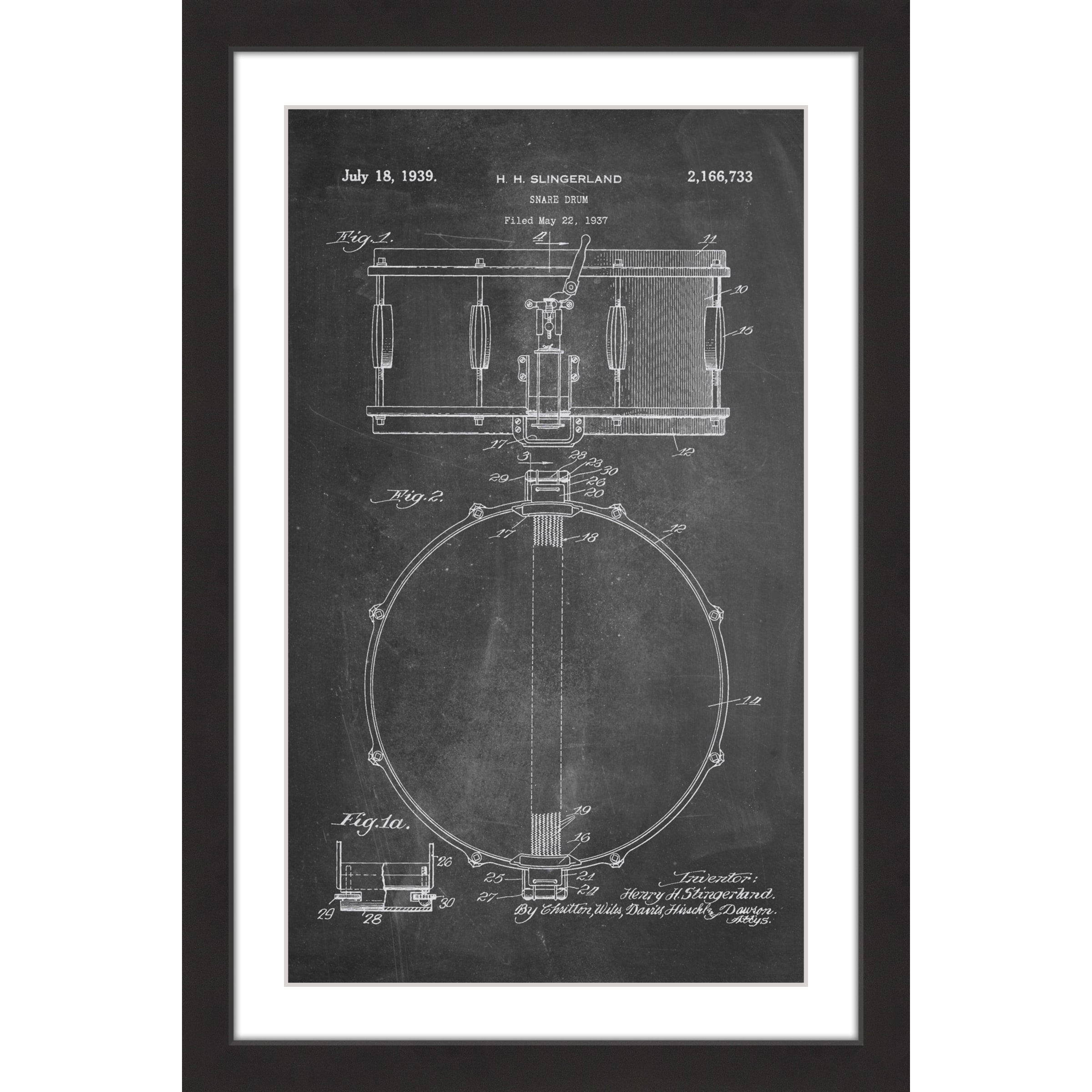 "Snare Drum 1939 Chalk" Framed Painting Print