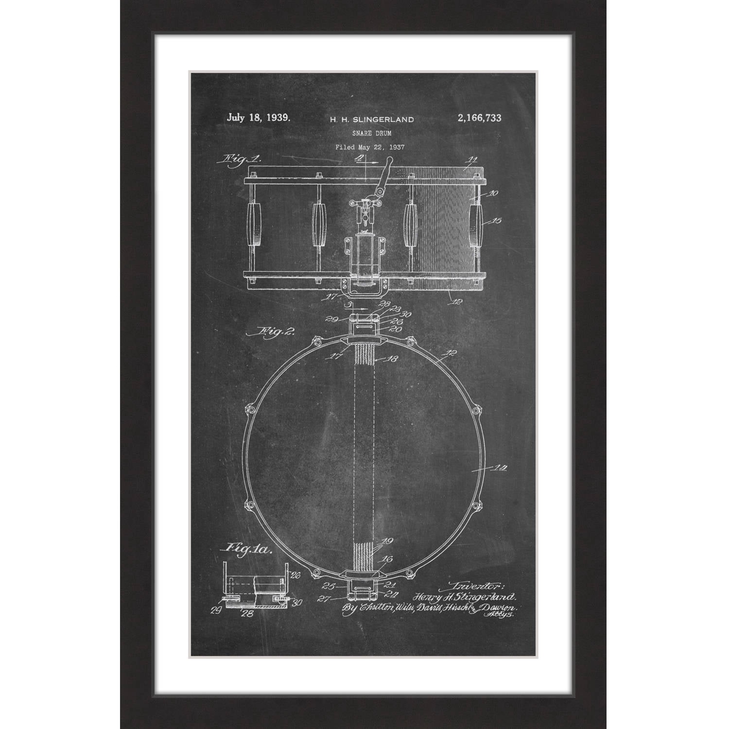 "Snare Drum 1939 Chalk" Framed Painting Print
