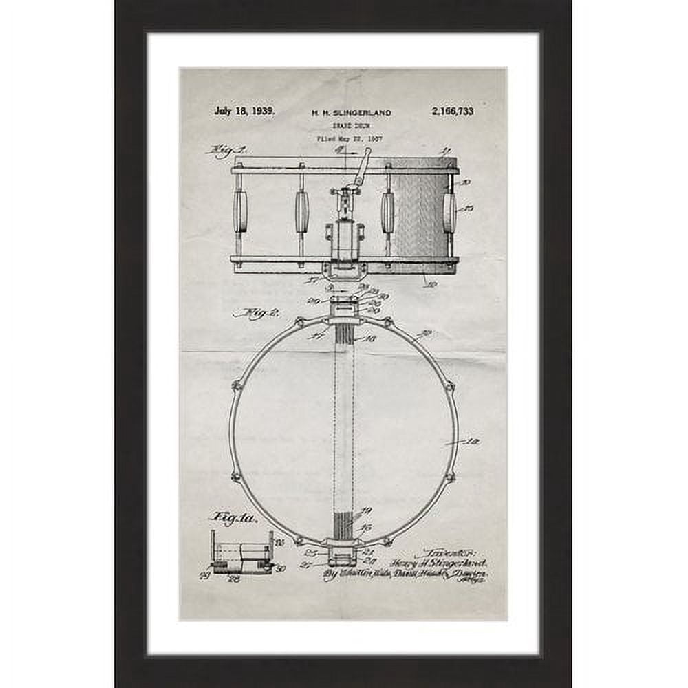 "Snare Drum 1939 Old Paper" Framed Painting Print