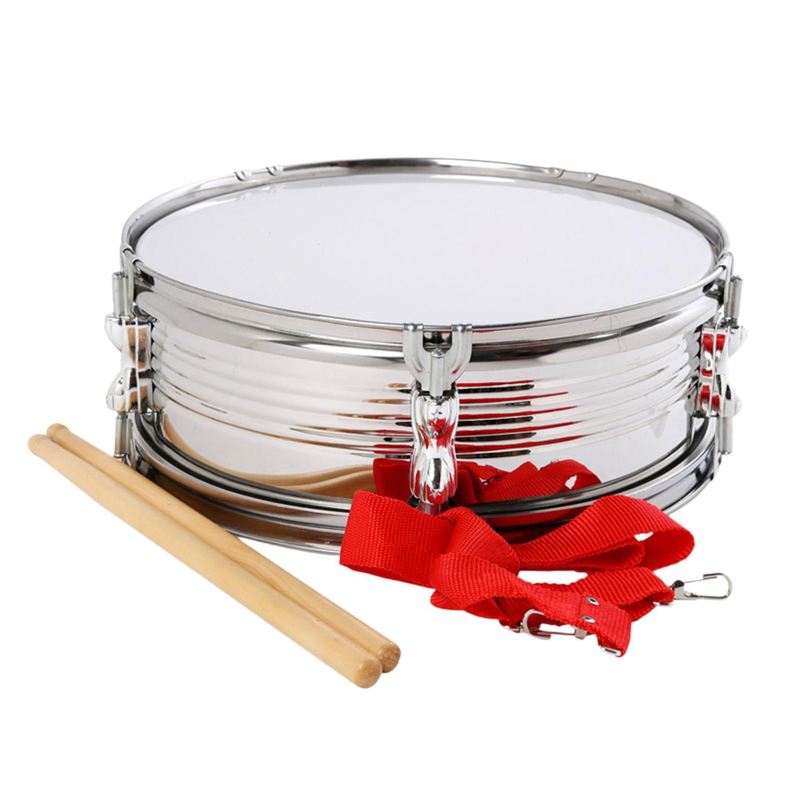 Snare Drum Hand Drum Drumsticks Marching Stainless Steel 13 Inch for Beginners School Band Practice