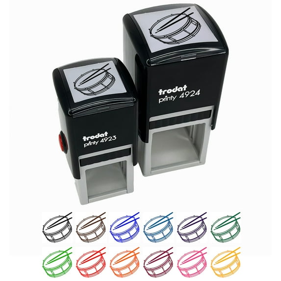 Snare Drum Percussion Musical Instrument Self-Inking Rubber Stamp Ink Stamper - Black Ink - Small 1 Inch