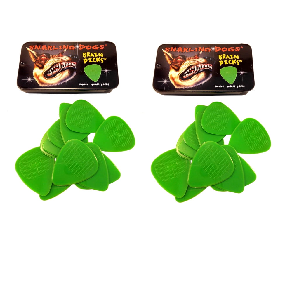 Snarling Dog Guitar Picks Tin Brain Picks 2 Tins 24 Picks .53mm Green