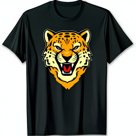 Snarling Face Graphic Black T-Shirt Bold Yellow Design