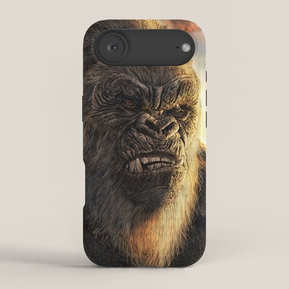 Snarling Gorilla Portrait Black, Brown and Tan Tough Case for Apple iPhone Series, Polycarbonate and TPU