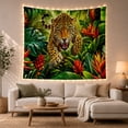 thumbnail image 1 of Snarling Jaguar in Dense Tropical Jungle Dramatic Illustration for Wildlife Enthusiasts, Jungle Wall Art, Housewarming Gift, Tapestry Wall Hanging for Bedroom and Living Room, 1 of 7