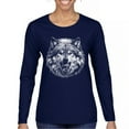 thumbnail image 1 of Snarling Wolf Portrait Women's Long Sleeve T-shirt Fierce Monochrome Predator Alpha Wilderness Wild Animal Art Nature Forest, 1 of 7