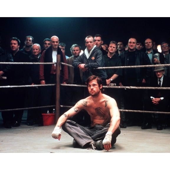 Snatch 24x36 HD Aluminum Wall Art Brad Pitt Sits in Middle of Boxing Ring