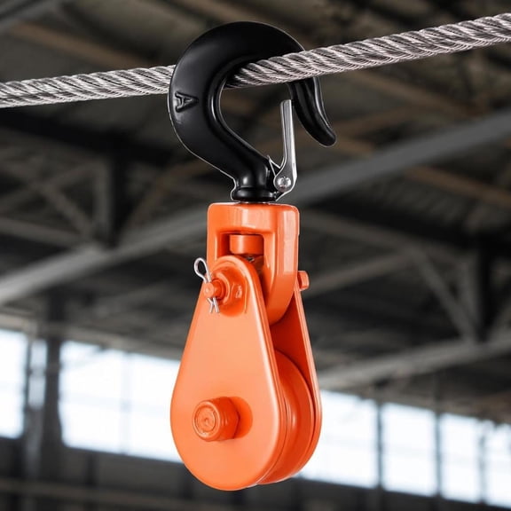 Snatch Block, 2 Ton Capacity, Swivel Hook, 3 in Sheave, 3/8 in Wire Rope, 4400 Lbs Towing and Recovery Pulley