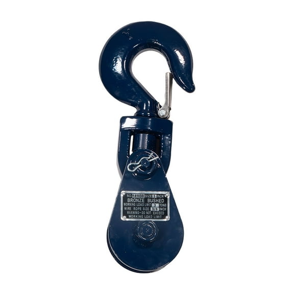 Snatch Block with Hook WLL 3 Ton 3" Sheave 3/8 Inch Wire Rope Wrecker Roll Back Recovery