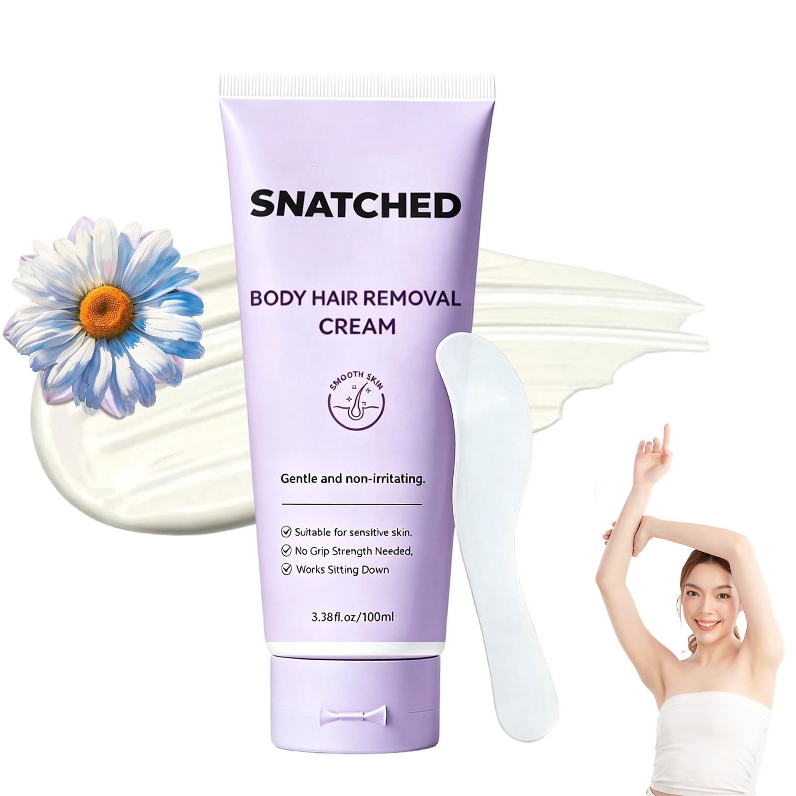 Snatched Hair Removal Cream, Body and Facial Hair Removal Cream for Women & Men, Gentle Hair Remover for Legs, Arms, Bikini Line, Stomach, Underarms(1)