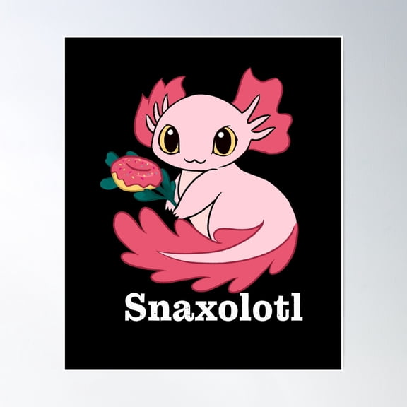 Snaxolotl Kawaii Dark Theme Poster Wall Art, Modern Wall Decor, 8x12 UNFRAMED