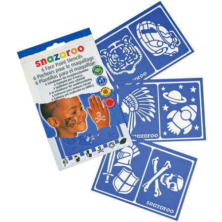 SNAZAROO Reusable Boys Adventure Face Paint Stencils Car Space Indian Skull
