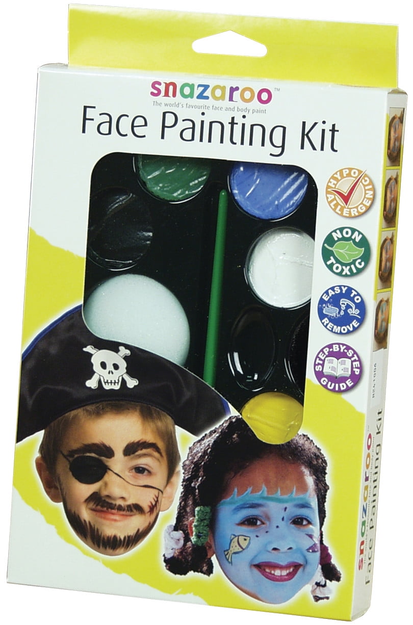 Hello Hobby Face & Body Art Paint 12 Color Pots & Brush, Primary