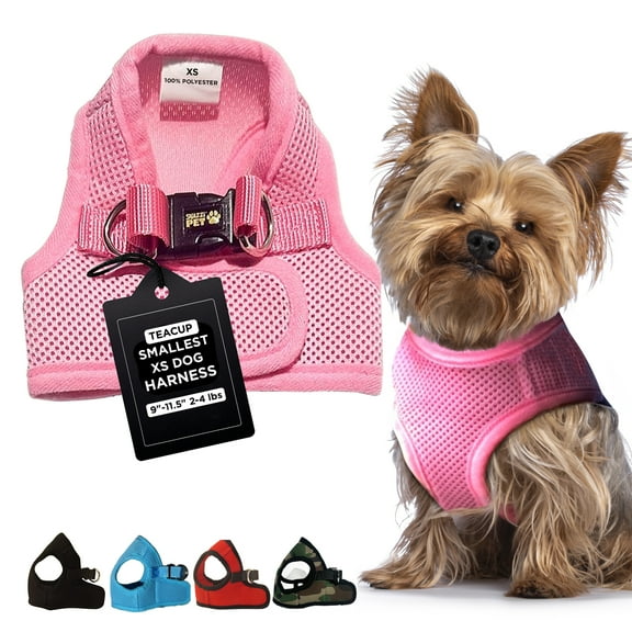 Snazzi Pet No Pull Adjustable Mesh Step in Dog Cat Harness Teacups XSmall Med 2-20 lb XS-XL Pink XS