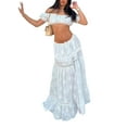 thumbnail image 1 of Women’s Boho 2-Piece Beach Set – Off-Shoulder Crop Top & High-Waisted Flowing Maxi Skirt, Plus Size Summer Outfit, 1 of 6