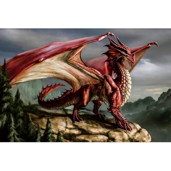 1000-Piece Premium Puzzle for Adults: Red Dragon Sneak Peek Series - Powerful Fantasy Mythical Beast Art for Bold Home Decor