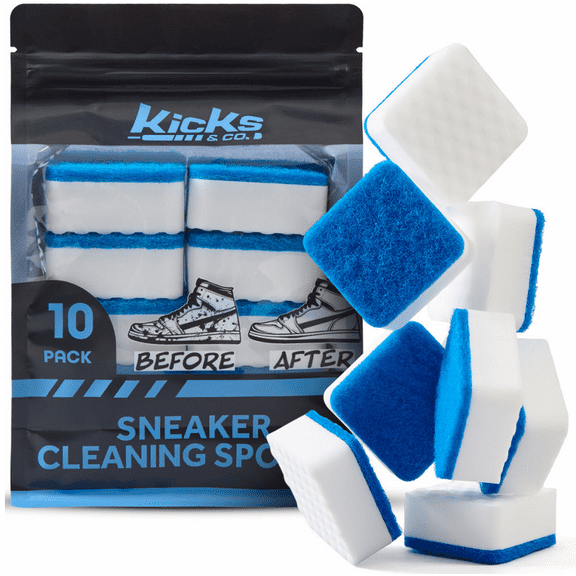 Kicks & Co Shoe Cleaner Sponge Set, Premium Dual-Textured Cleaning Sponge for Sneakers, 10-Pack