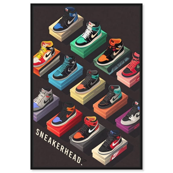Sneaker Collection Dreams Canvas Sneakerhead Posters by Art Remedy, Black Frame, 10 x 15