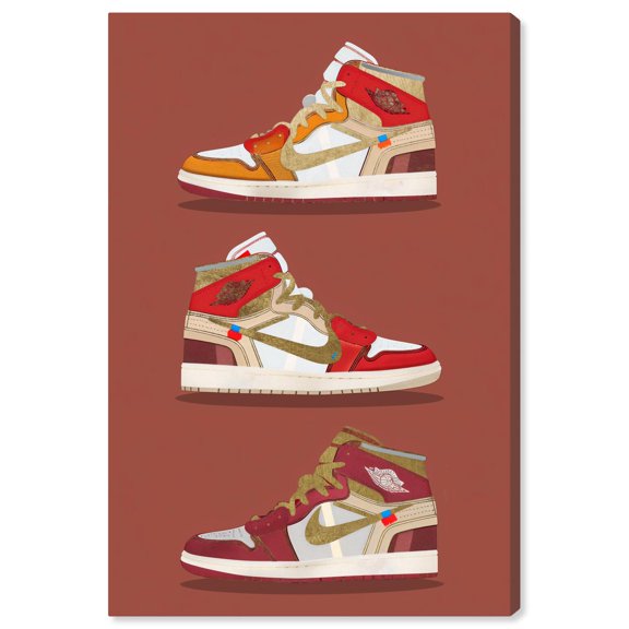 Sneaker Lineup Red Canvas Sneakerhead Posters by Art Remedy, Gallery Wrapped, 20 x 30