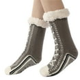 thumbnail image 1 of Sneaker Pattern Fuzzy Slipper Socks for Women Thermal Fleece Lined Home Socks Warm Fuzzy Socks for Winter Party Hosiery, 1 of 8