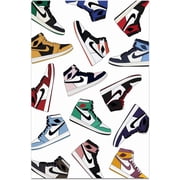 Sneaker Pop Chart Canvas Poster, Michael Jordan Poster, AJ Wall Art Sneakers Air Gym Shoes Aesthetic Cool Canvas Poster for Teen Boys Men Room Dorm Bedroom Wall Decor, Unframed 12"x18"
