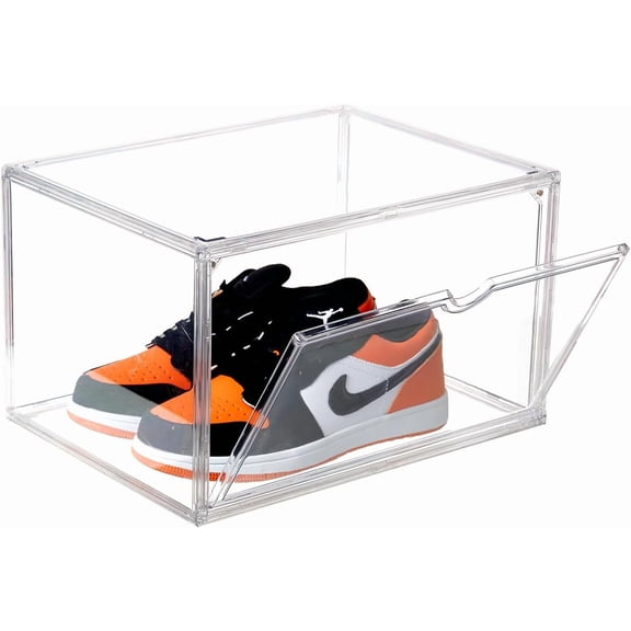 Sneaker Shoe Display Case,Shoe Box with Clear Magnetic Door,Thicken & Sturdy Organizer Containers Stackable,Fit Shoe Size Up to US 14 (X-Large) (X-Large)