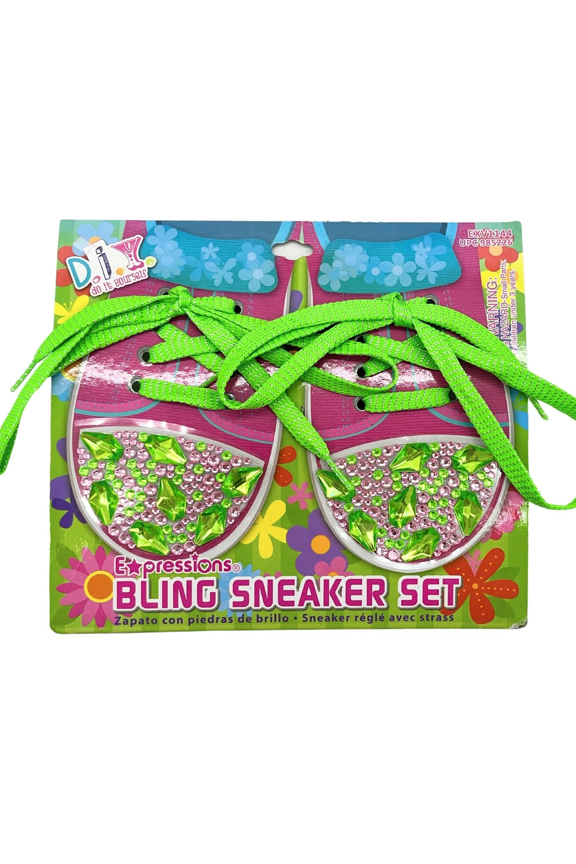 Sneaker Shoelace and Rhinestone Adhesives Set, DIY Shoe Customization Kit with Colorful Laces, Sparkling Gems, Create Unique Bling Designs, Fun Craft Gift for Kids, Teens, Fashion Lovers, Light Green