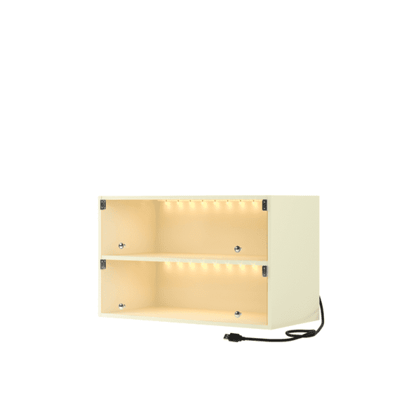 Sneaker Storage Box with LED Light - 6 Pair Shoe Cabinet - Wood & Glass Display Case for Men & Women - Stackable Sneakerhead Organizer