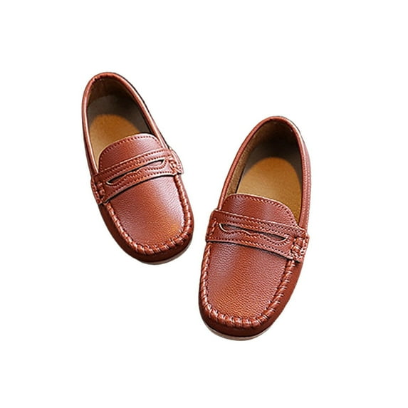 Sneakers for Boys Children Spring Summer Solid Casual Shoes for Boys and Girls Flat Bottom Lightweight Soft Penny Loafers Kids Sneakers Brown 2.5 Years-3 Years