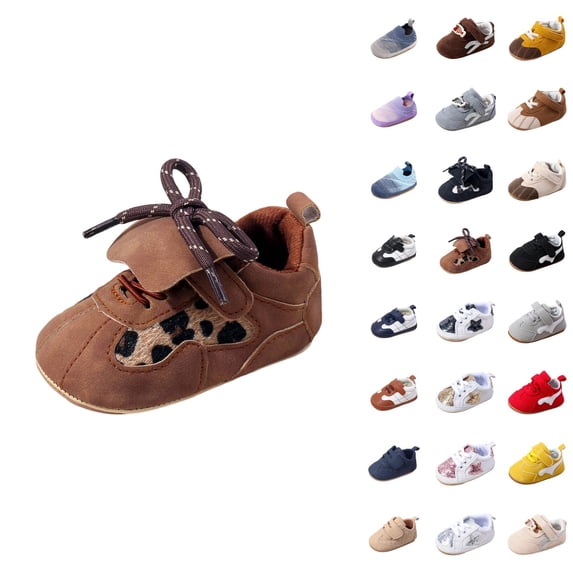 Sneakers For Infants With Soles And Easy Straps Cute Leopard Print Design Lightweight Baby Footwear For Early