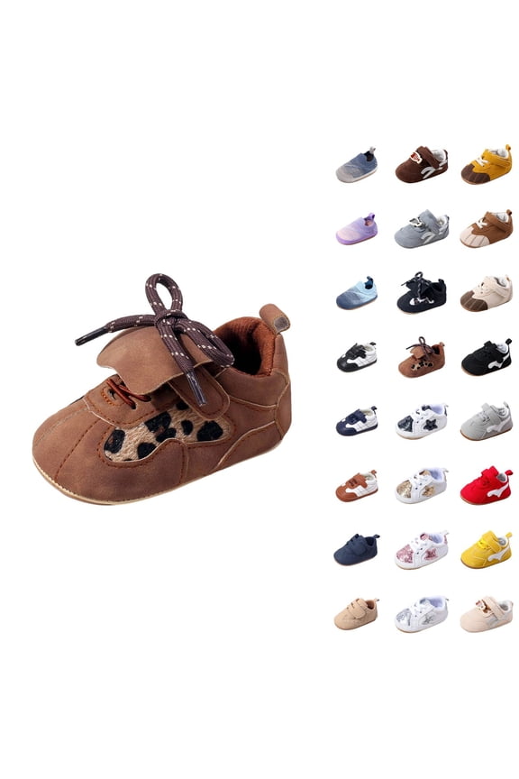 Sneakers For Infants With Soles And Easy Straps Cute Leopard Print Design Lightweight Baby Footwear For Early