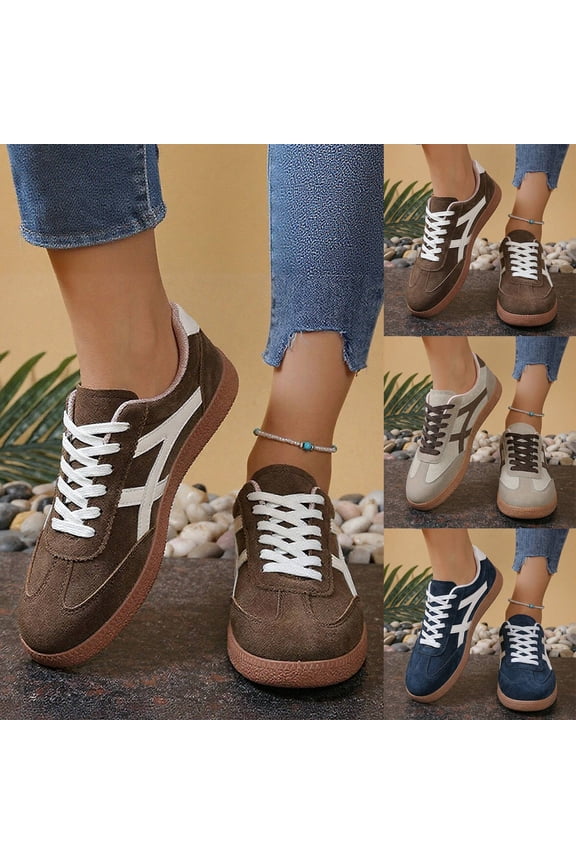Sneakers For Women Business Casual Tennis Shoes Comfortable Lace Up Slip On Women's Fashion Sneakers Brown 39