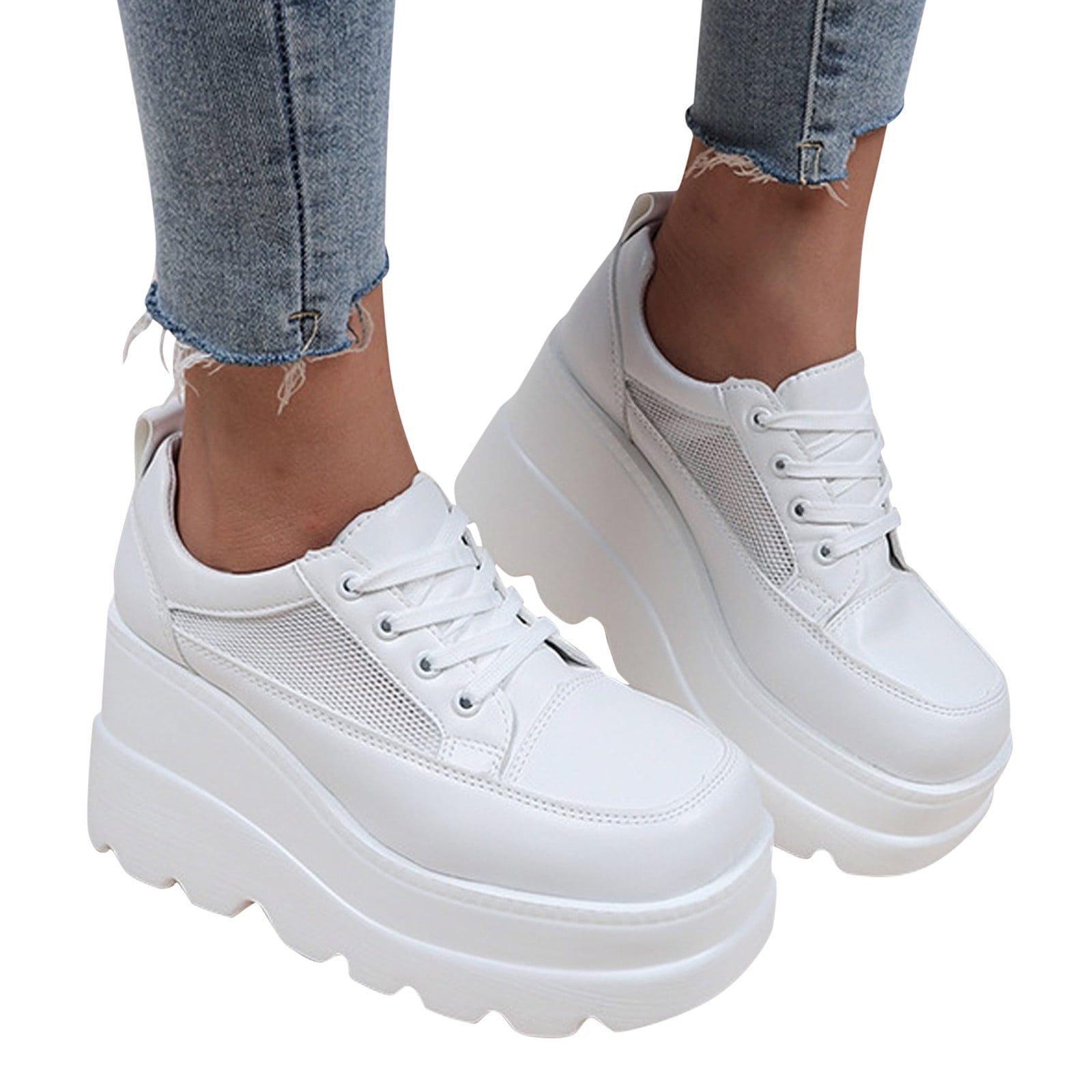 Round Toe Wedge Sneakers